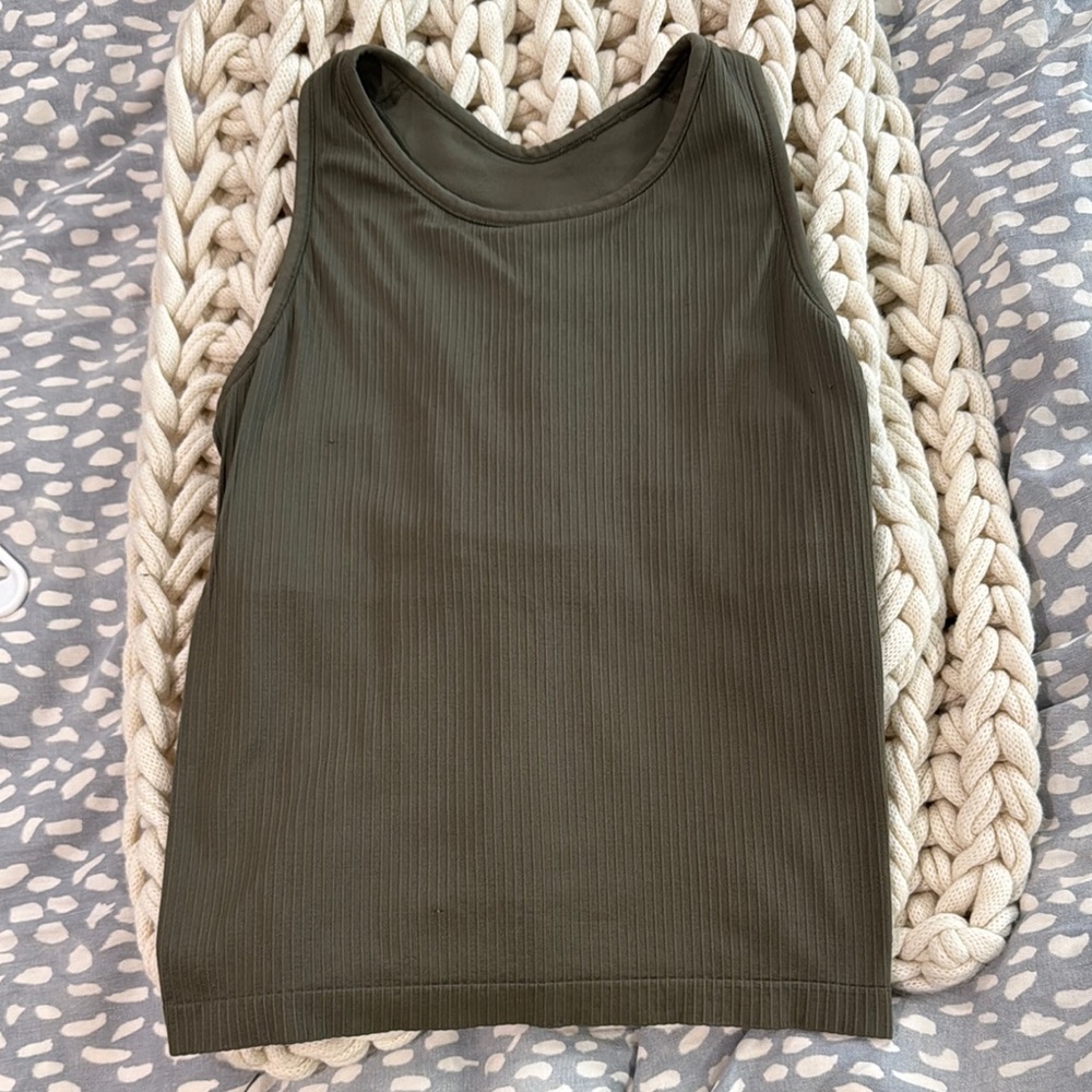 Zella Olive Green Ribbed Active Tank